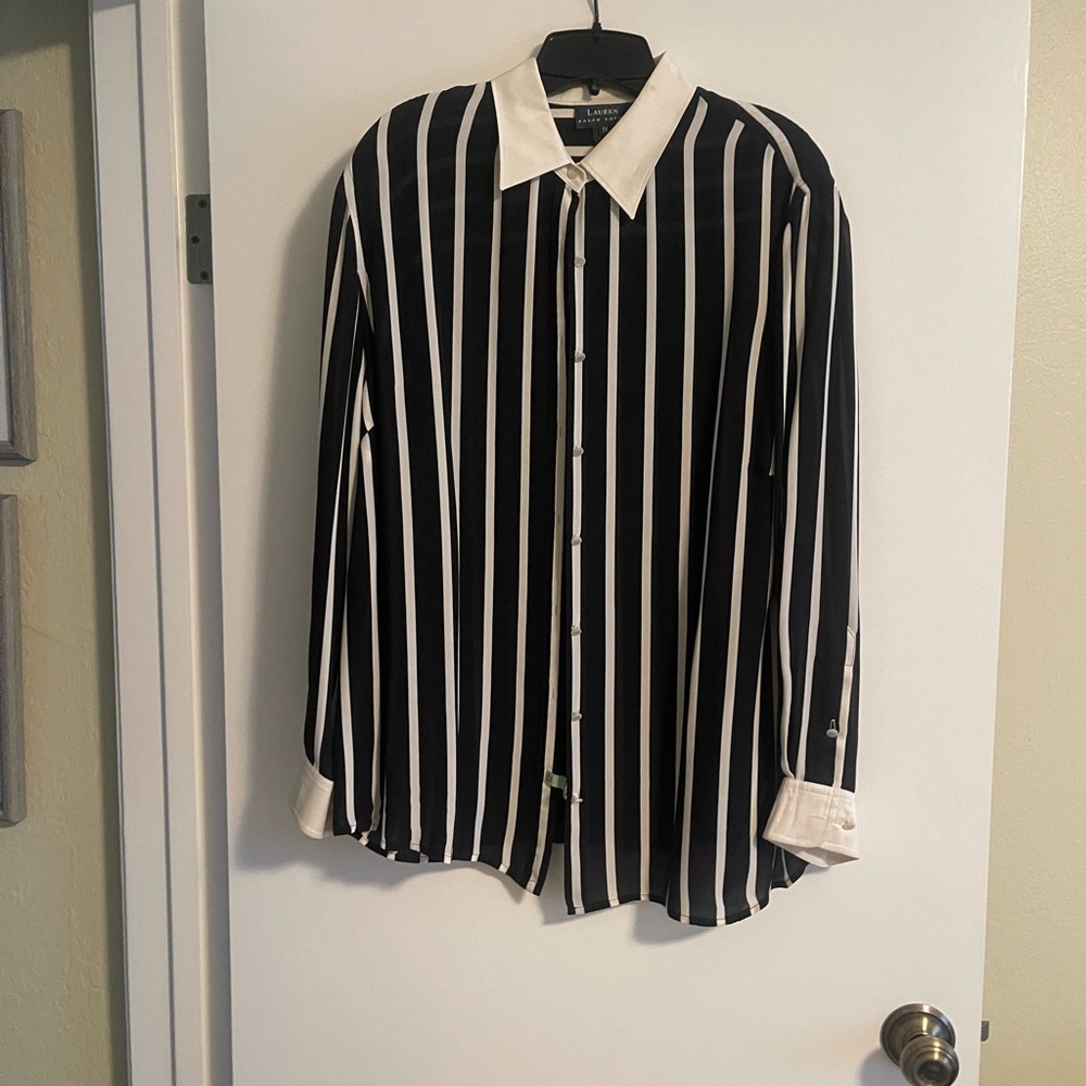 Ralph Lauren Black and White Striped Blouse